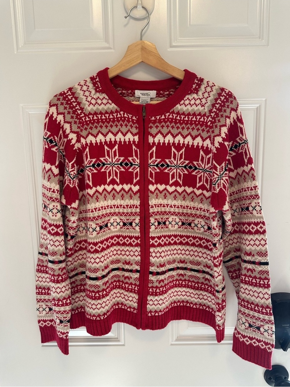 Vintage Norther Reflections Red Zip-Front Women’s Sweater! Perfect for Xmas!